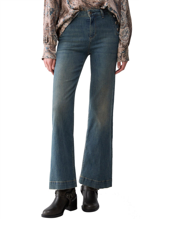LIUJO DENIM Jeans Flare Con Bottoni Gioiello Liu Jo - Denim