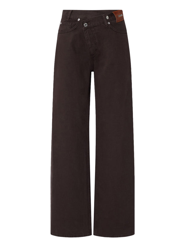 Liu Jo Pantaloni Straight Con Cinturino Asimmetrico Liu Jo - Marrone Cioccolato