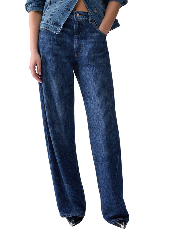 LIUJO DENIM Jeans Straight Con Strass Liu Jo - Denim Blu