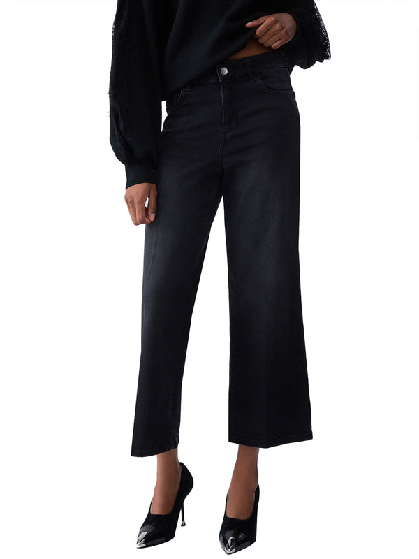 LIUJO DENIM Jeans Flare Cropped Liu Jo - Nero