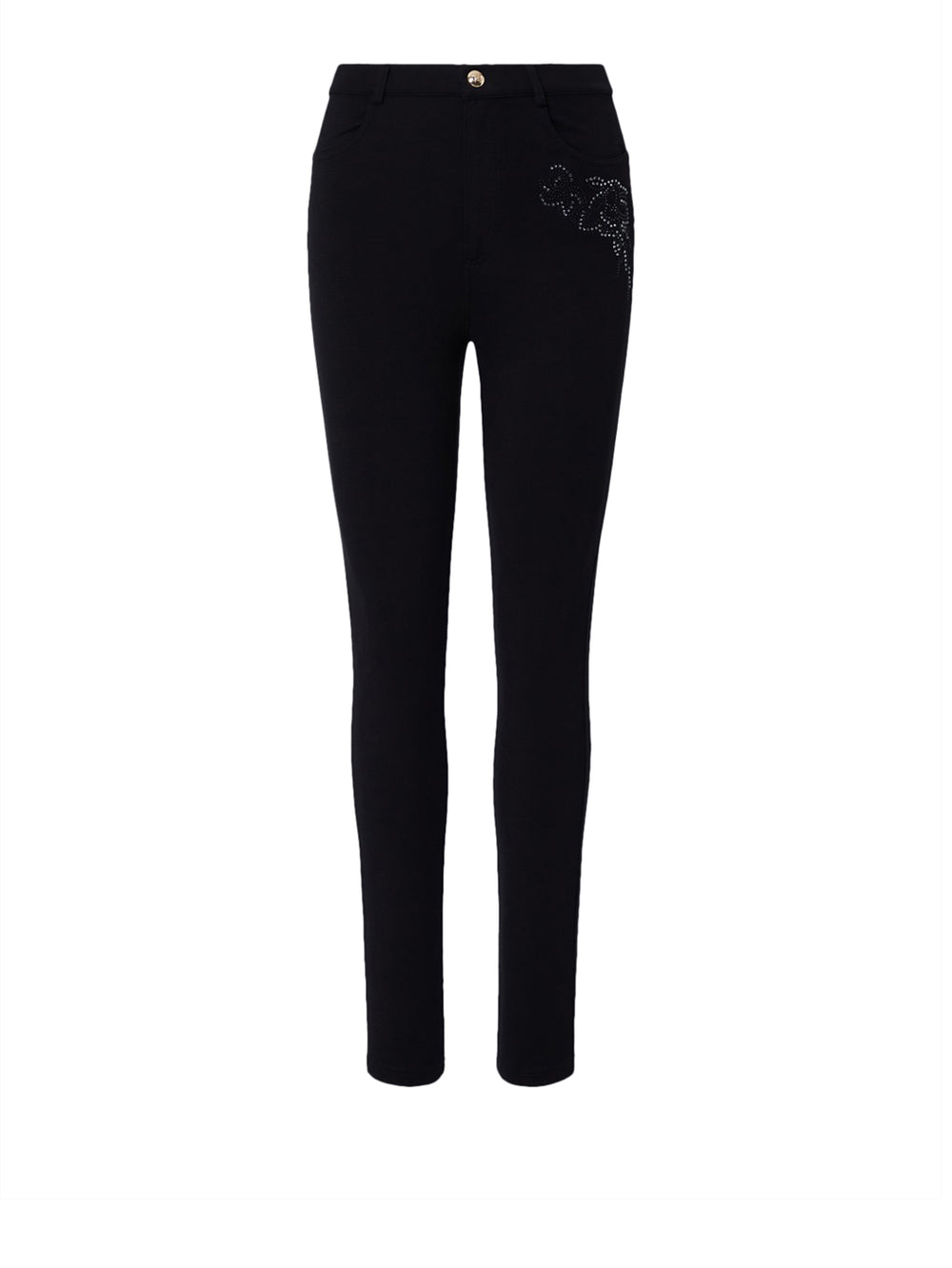 LIUJO SPORT Pantaloni Skinny Con Ricamo Gioiello Liu Jo - Nero/Ramage