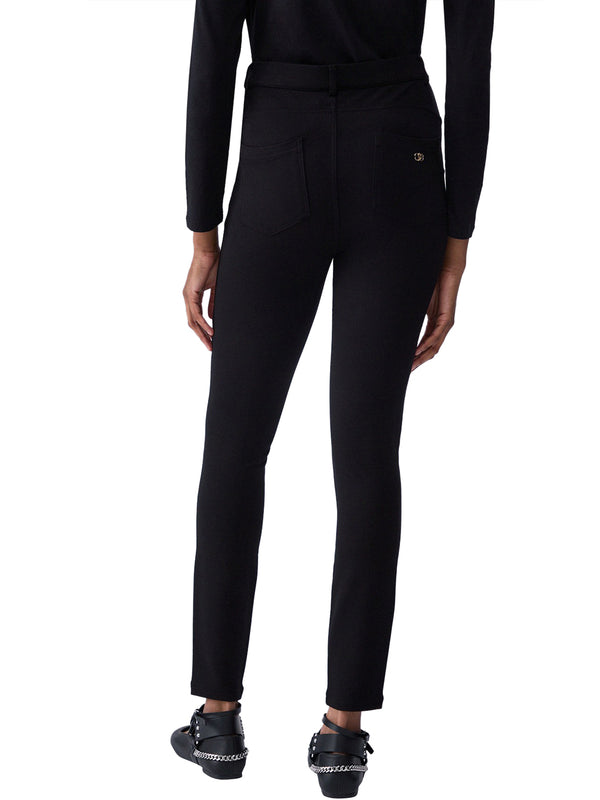 LIUJO SPORT Pantaloni Skinny Con Ricamo Gioiello Liu Jo - Nero/Ramage
