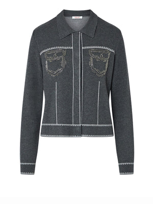 LIUJO SPORT Giacca In Maglia Con Perline Liu Jo - Grigio
