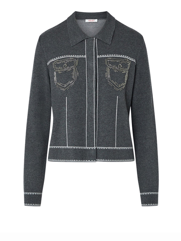 LIUJO SPORT Giacca In Maglia Con Perline Liu Jo - Grigio