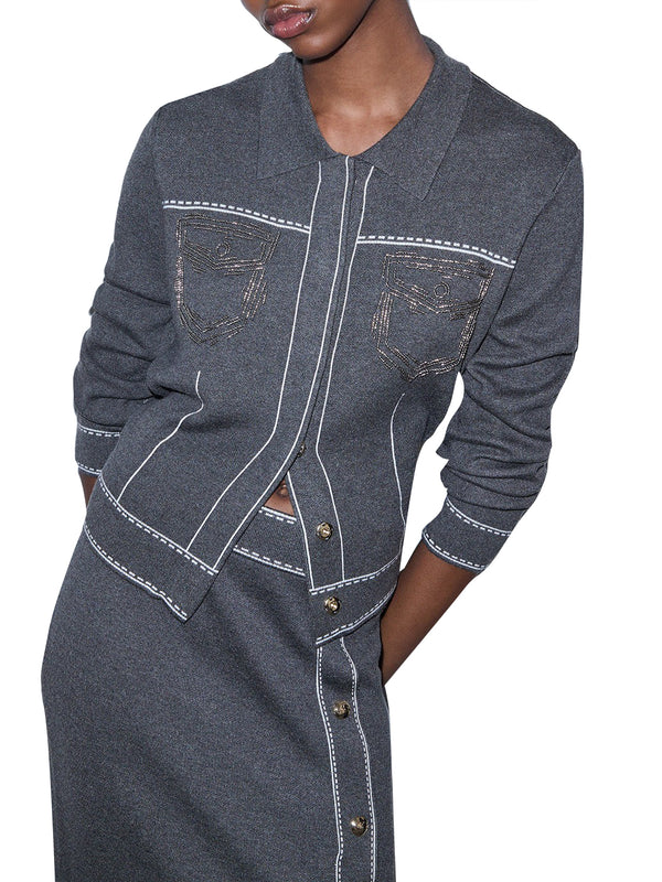 LIUJO SPORT Giacca In Maglia Con Perline Liu Jo - Grigio