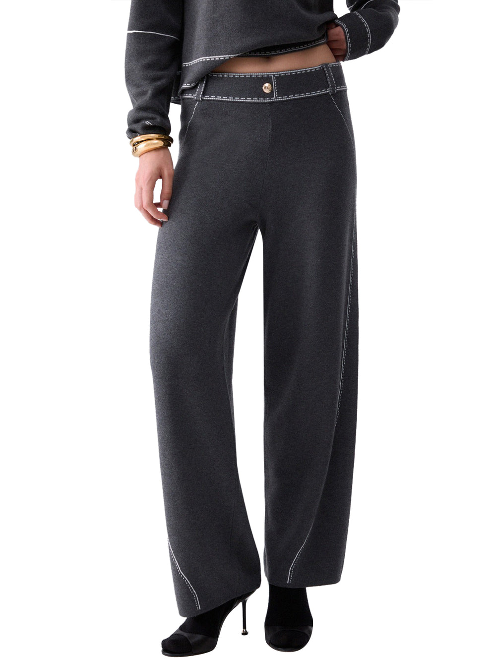 LIUJO SPORT Pantaloni Con Cuciture A Contrasto Liu Jo Sport - Grigio