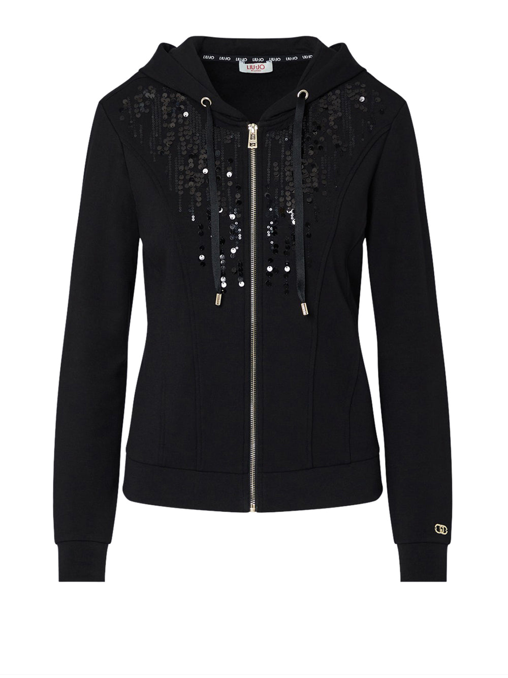 LIUJO SPORT Felpa Con Cappuccio E Paillettes Liu Jo - Nero