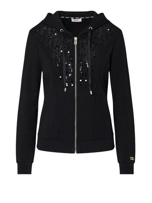 LIUJO SPORT Felpa Con Cappuccio E Paillettes Liu Jo - Nero
