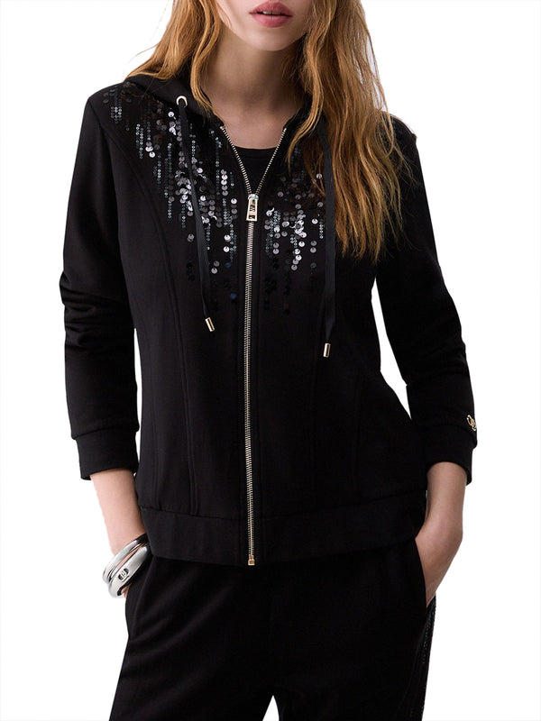 LIUJO SPORT Felpa Con Cappuccio E Paillettes Liu Jo - Nero
