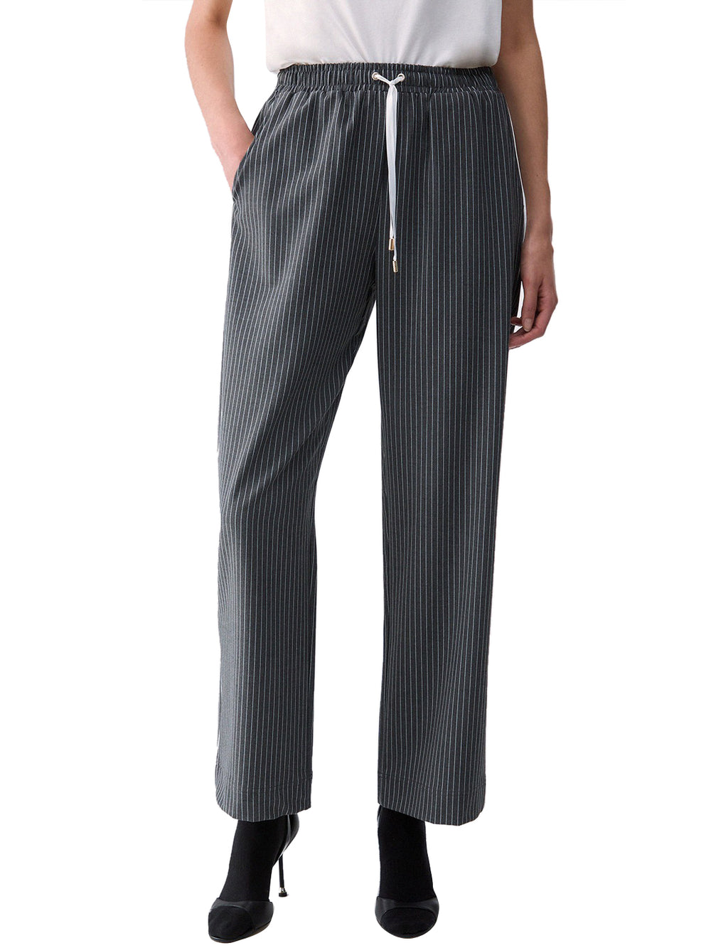 LIUJO SPORT Pantaloni Gessati Con Inserto In Pizzo Liu Jo - Grigio