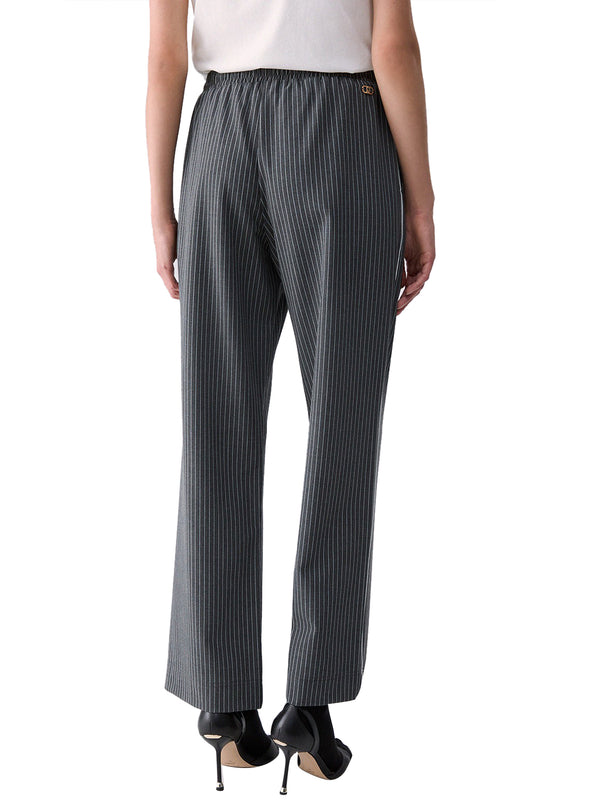 LIUJO SPORT Pantaloni Gessati Con Inserto In Pizzo Liu Jo - Grigio