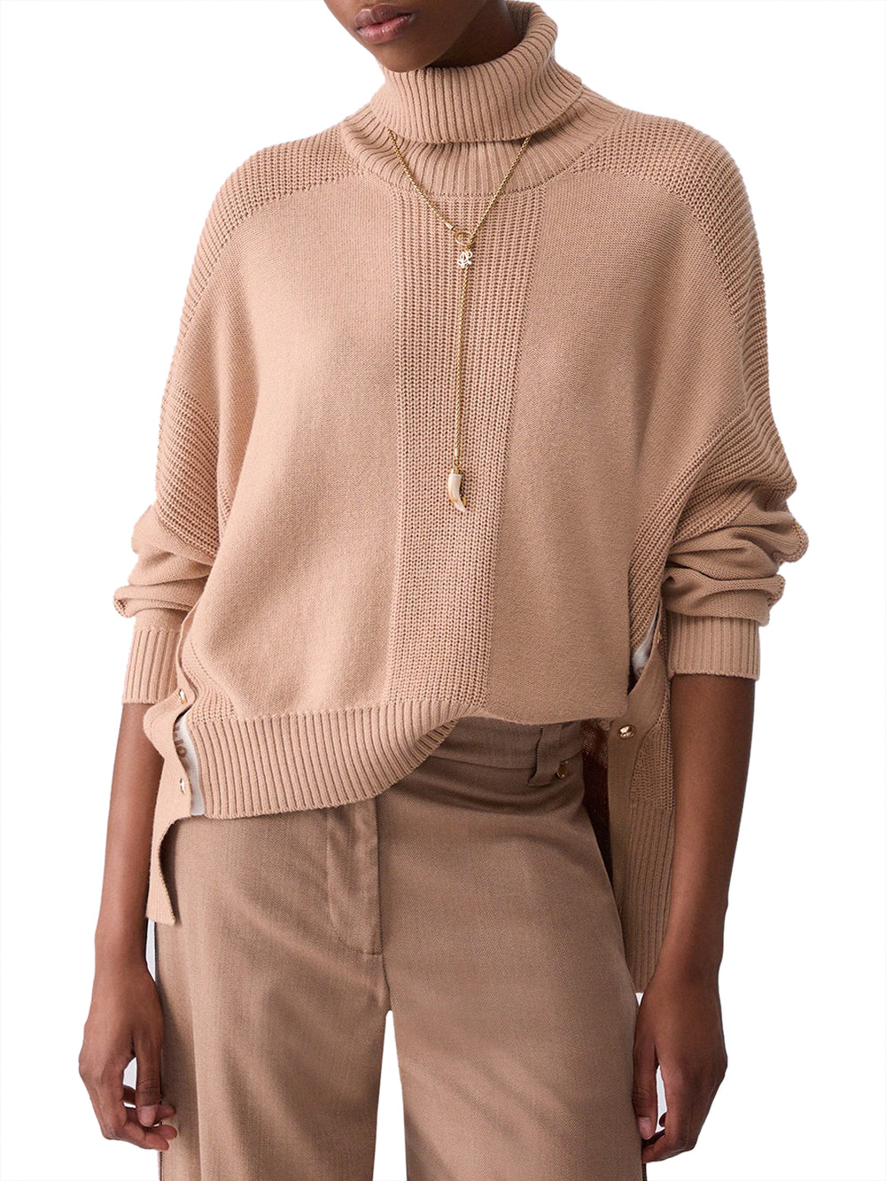 LIUJO SPORT Dolcevita In Misto Lana Con Bottoni Liu Jo Sport - Beige
