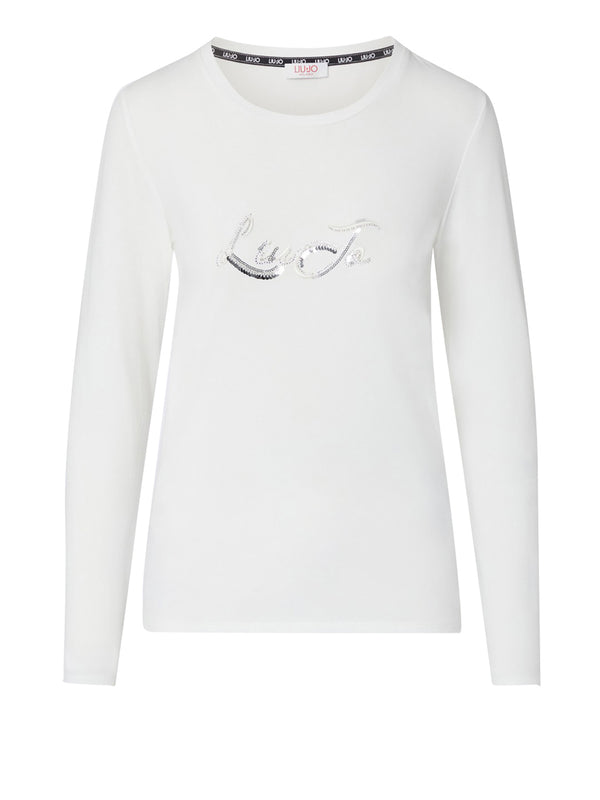 LIUJO SPORT Tshirt Maniche Lunghe Con Paillettes Liu Jo Sport - Bianco
