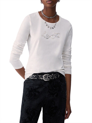 LIUJO SPORT Tshirt Maniche Lunghe Con Paillettes Liu Jo Sport - Bianco