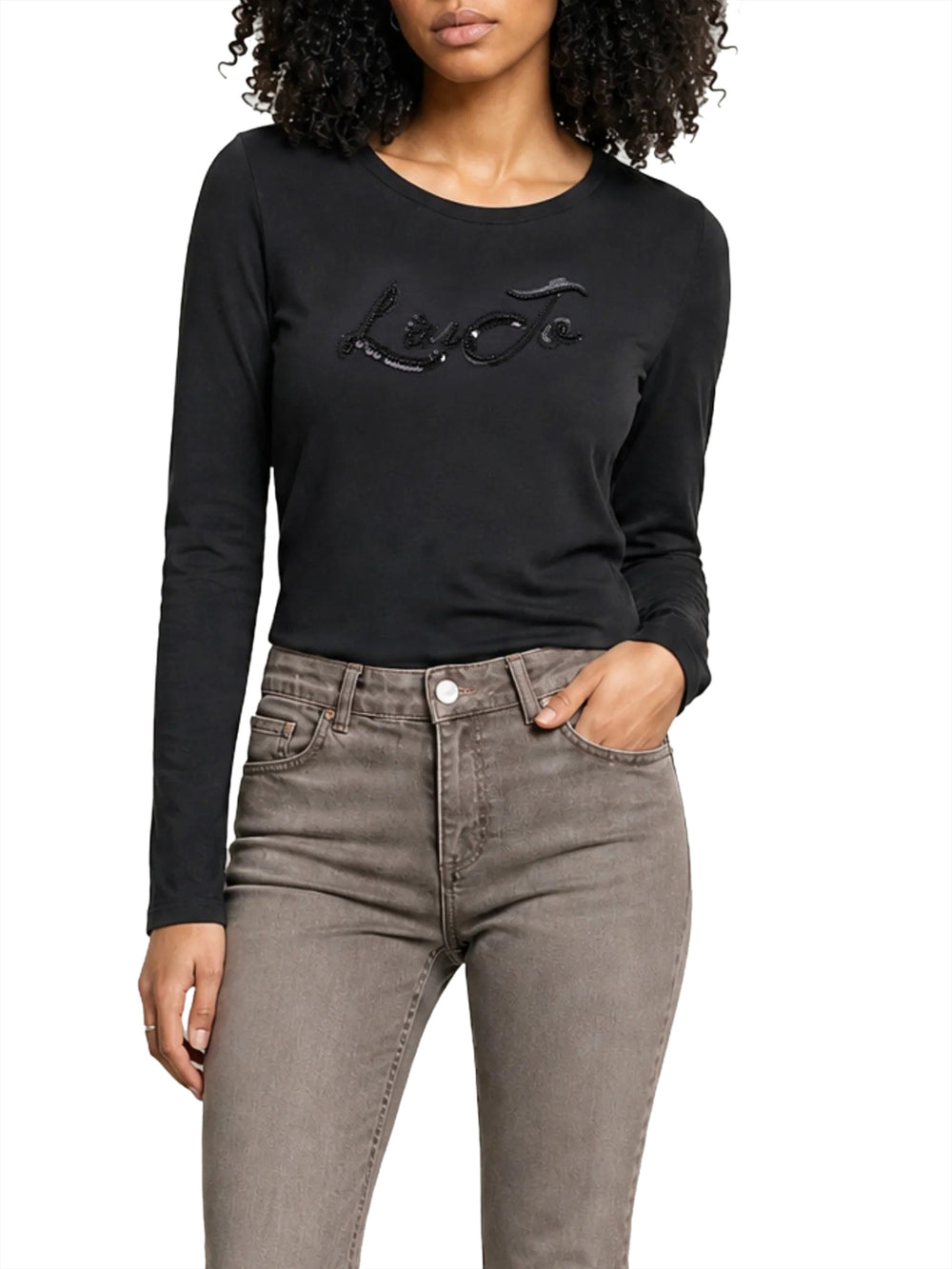 Liu Jo Tshirt Maniche Lunghe Con Paillettes Liu Jo Sport - Nero