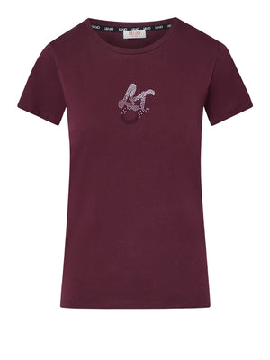 LIUJO SPORT Tshirt Con Logo E Strass Liu Jo Sport - Red Aubergine