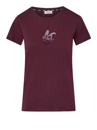 LIUJO SPORT Tshirt Con Logo E Strass Liu Jo Sport - Red Aubergine