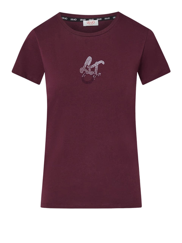 LIUJO SPORT Tshirt Con Logo E Strass Liu Jo Sport - Red Aubergine