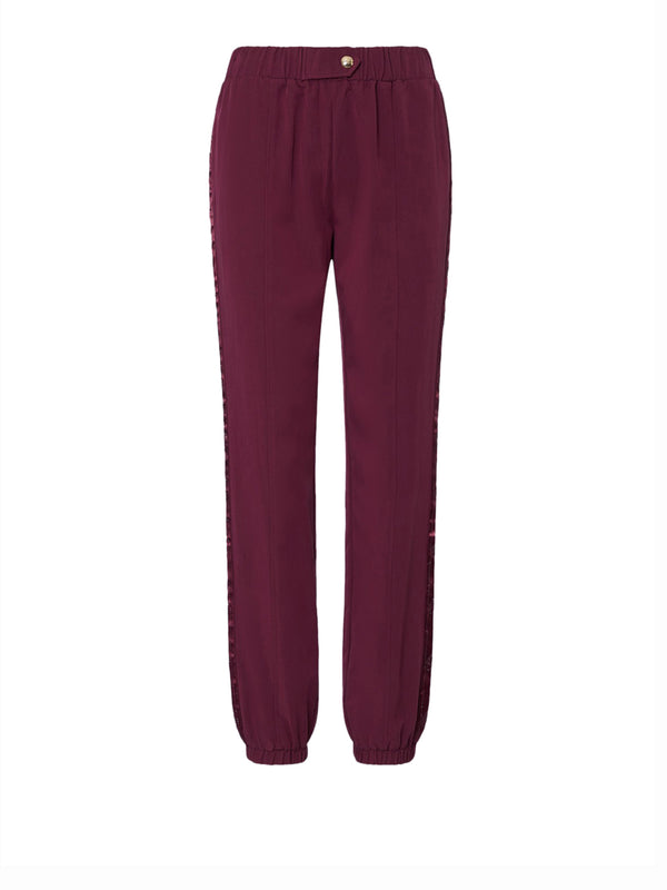 LIUJO SPORT Pantaloni Jogging Con Tape Logato Liu Jo Sport - Red Aubergine
