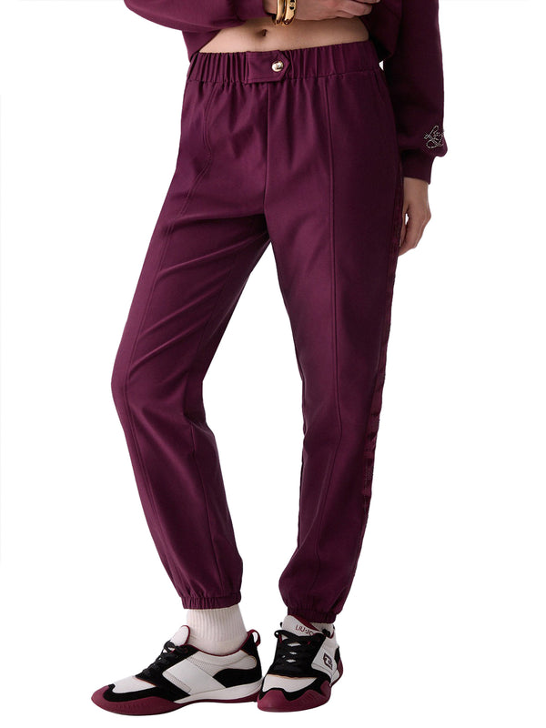 LIUJO SPORT Pantaloni Jogging Con Tape Logato Liu Jo Sport - Red Aubergine