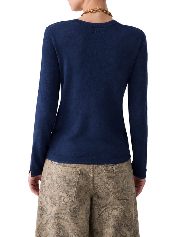 LIU.JO WHITE Maglia Con Profili Lurex Liu Jo - Blu Scuro