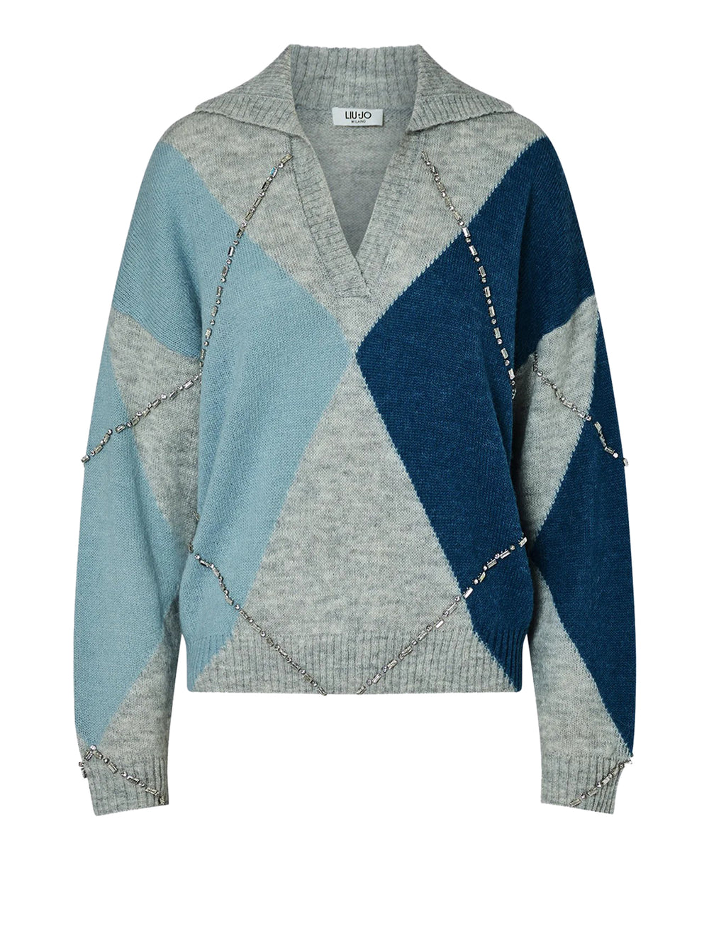 LIU.JO WHITE Maglia Argyle Con Ricami Gioiello Liu Jo - Blu