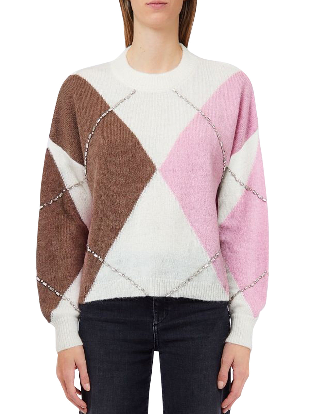 LIU.JO WHITE Maglia Argyle Con Ricami Gioiello Liu Jo - Rosa