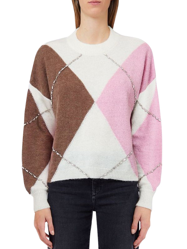 LIU.JO WHITE Maglia Argyle Con Ricami Gioiello Liu Jo - Rosa