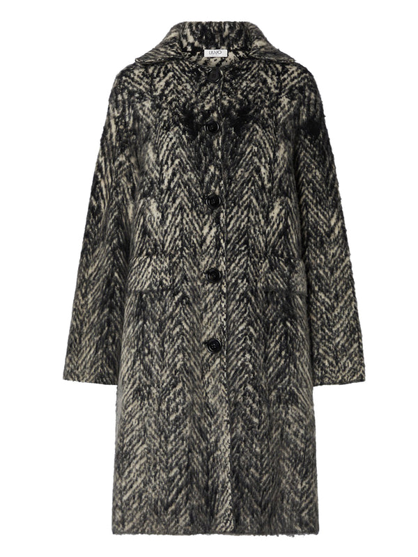 Liu Jo Cappotto Jacquard in Maglia Spazzolata Liu Jo - Grigio Spazzolato
