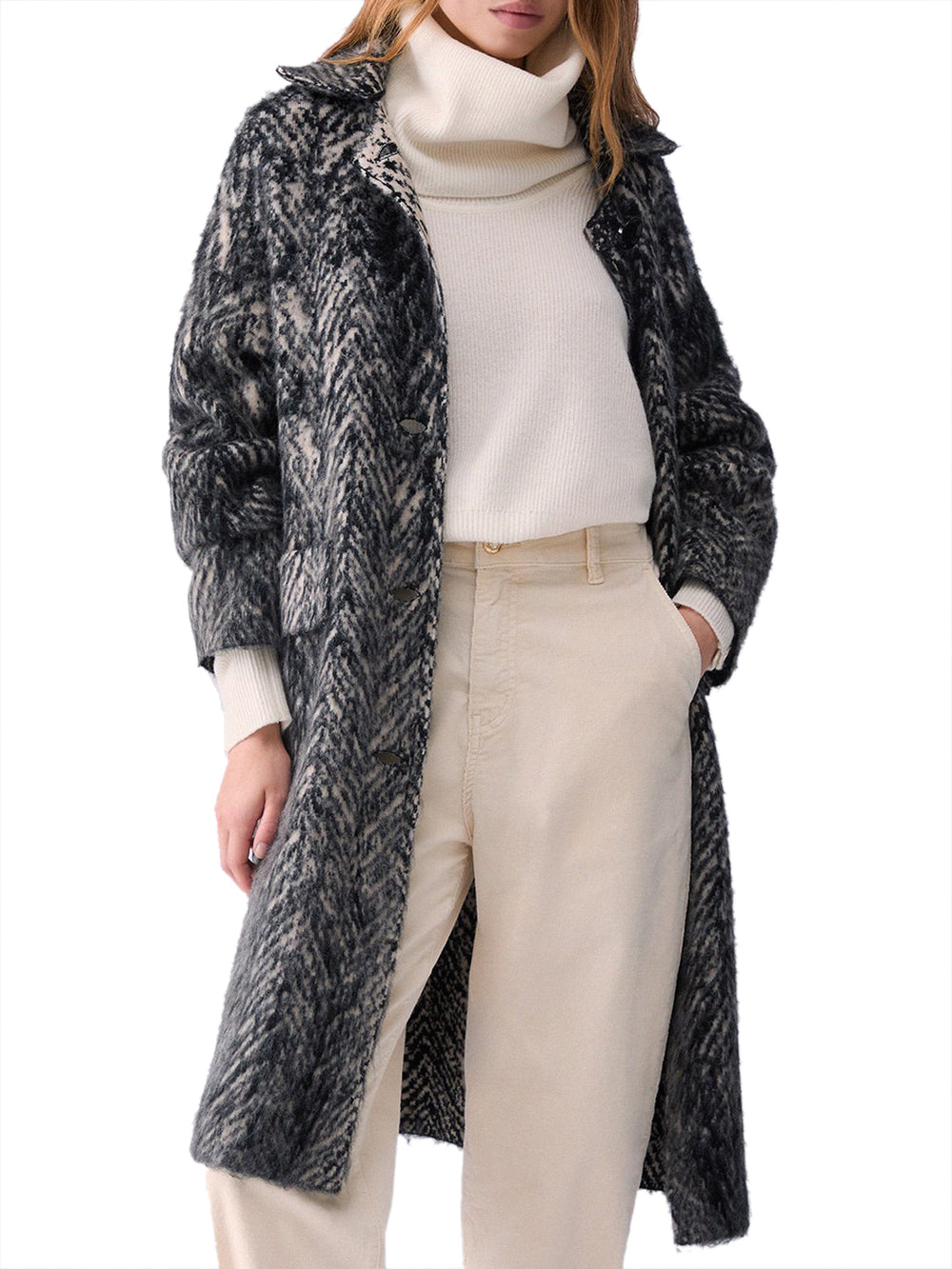 Liu Jo Cappotto Jacquard in Maglia Spazzolata Liu Jo - Grigio Spazzolato