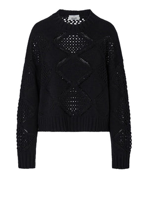 LIU.JO WHITE Maglia Con Perline E Traforature Liu Jo - Nero