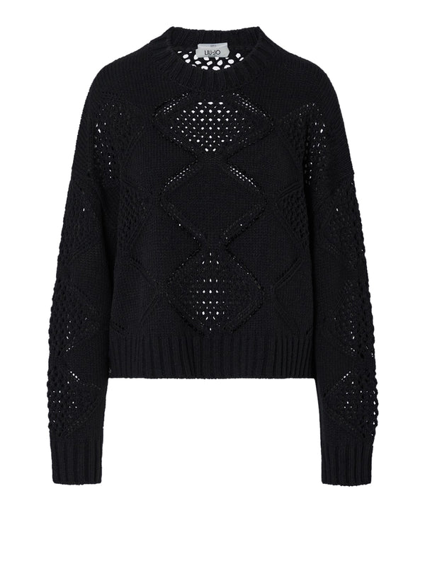 LIU.JO WHITE Maglia Con Perline E Traforature Liu Jo - Nero