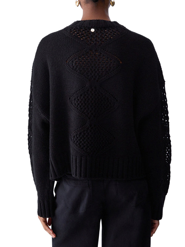 LIU.JO WHITE Maglia Con Perline E Traforature Liu Jo - Nero