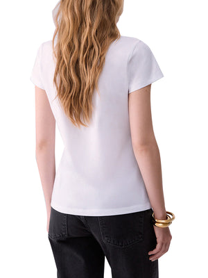 LIU.JO WHITE Liu Jo T-Shirt Scollo A V Bianco