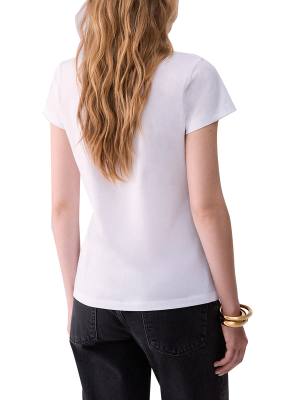 LIU.JO WHITE Liu Jo T-Shirt Scollo A V Bianco