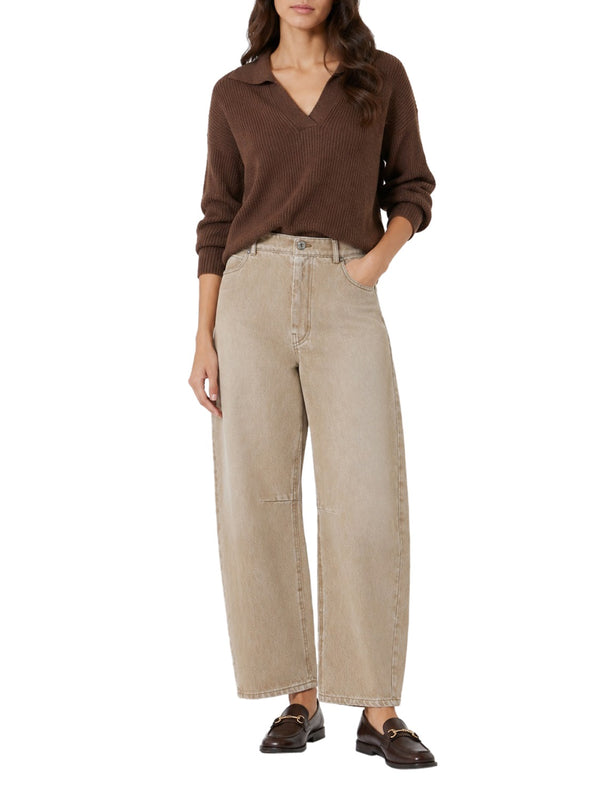 MAXMARA WEEKEND 1USCITA Jeans MaxMara Barrel Leg In Denim Effetto Used - Beige