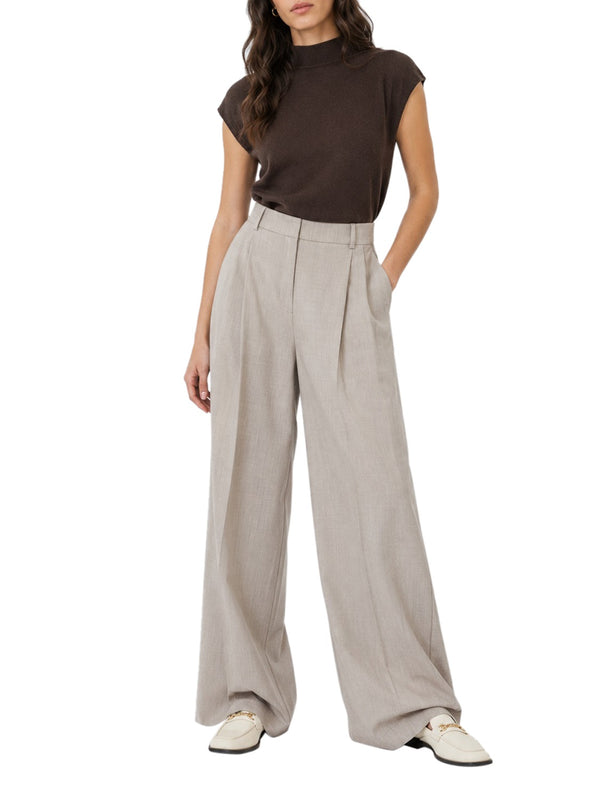 MAXMARA WEEKEND 1USCITA MaxMara Pantalone Wide Leg In Tela Di Lana - Nocciola