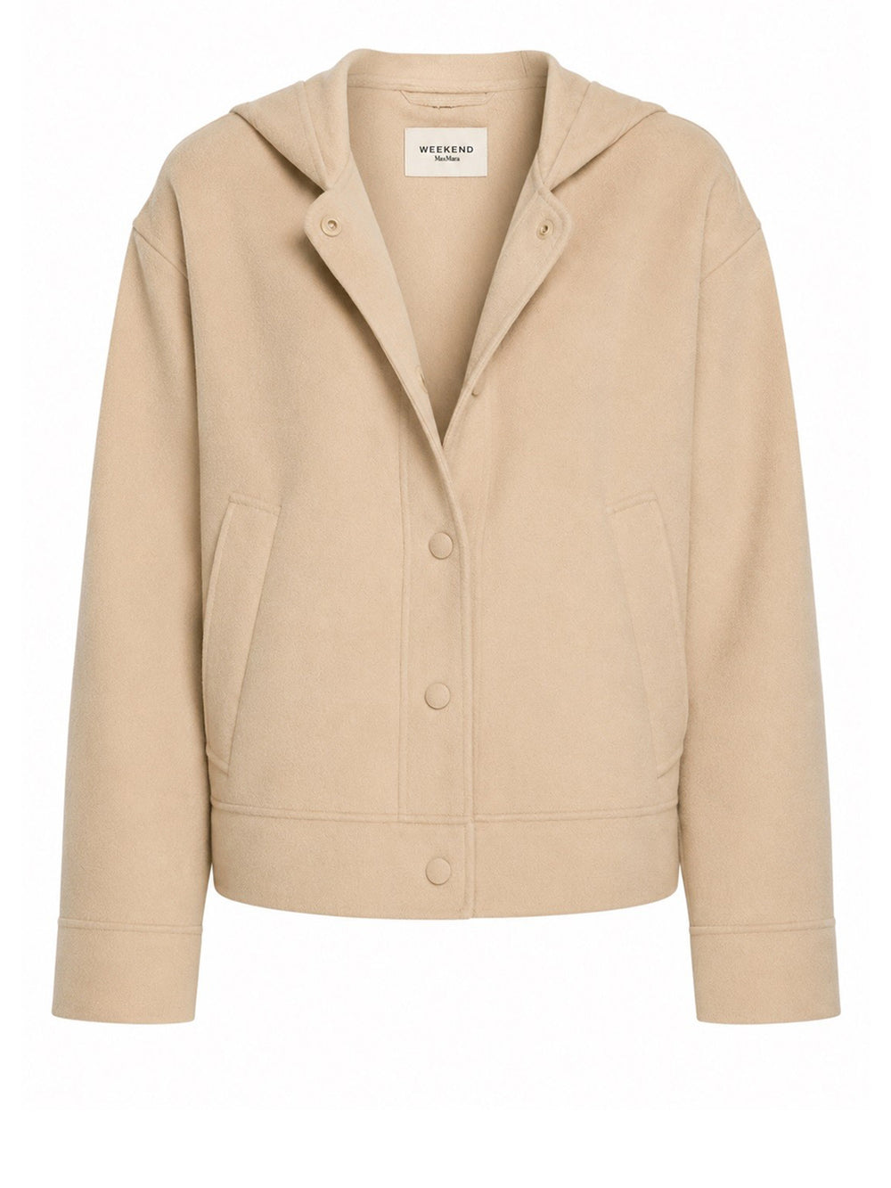 Max Mara Weekend Giacca Con Cappuccio In Doppio Di Lana - Sabbia