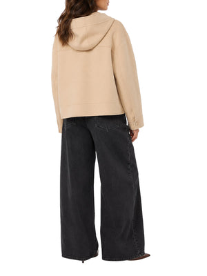MAXMARA WEEKEND 1USCITA Giacca Con Cappuccio In Doppio Di Lana - Sabbia