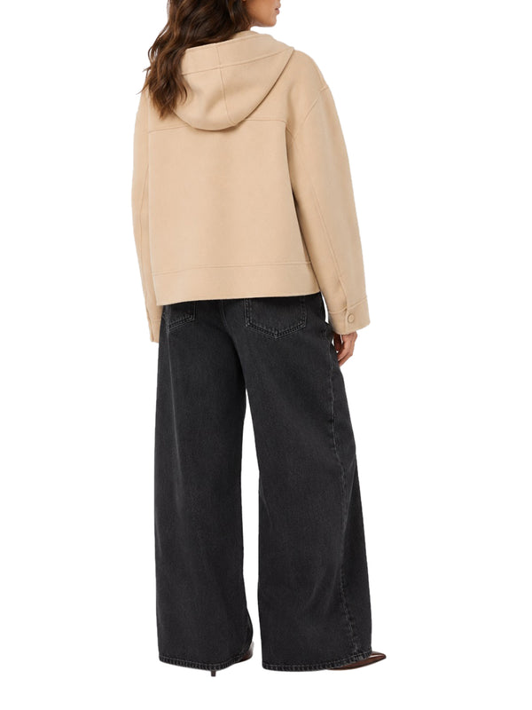 MAXMARA WEEKEND 1USCITA Giacca Con Cappuccio In Doppio Di Lana - Sabbia