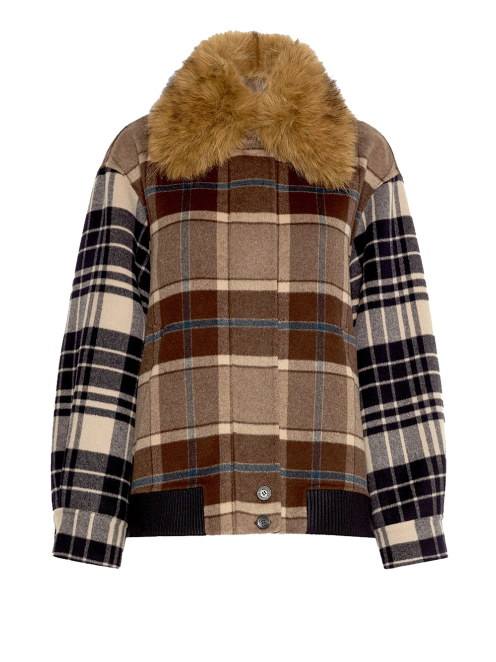 MAXMARA WEEKEND 2USCITA Bomber Divina In Drap Di Lana Check MaxMara Weekend - Marrone