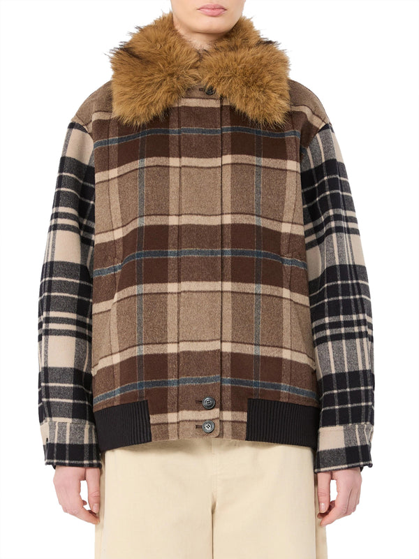 MAXMARA WEEKEND 2USCITA Bomber Divina In Drap Di Lana Check MaxMara Weekend - Marrone