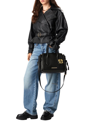 MOSCHINO PRECOLLECTION Borsa A Mano Moschino Logo Frontale Nero