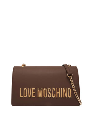 MOSCHINO PRECOLLECTION Borsa a Tracolla Moschino Logo Frontale Marrone