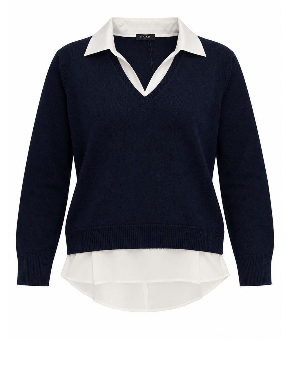 Nathi Luxury Maglia Scollo A V Inserto Polo Nathì - Blu