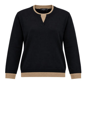 NATHI' LUXURY Maglia Serafino Inserti Contrasto Nathì - Nero