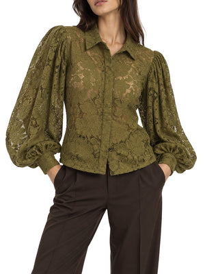 NATHI' LUXURY Camicia Manica Ballon Pizzo Nathì - Olio