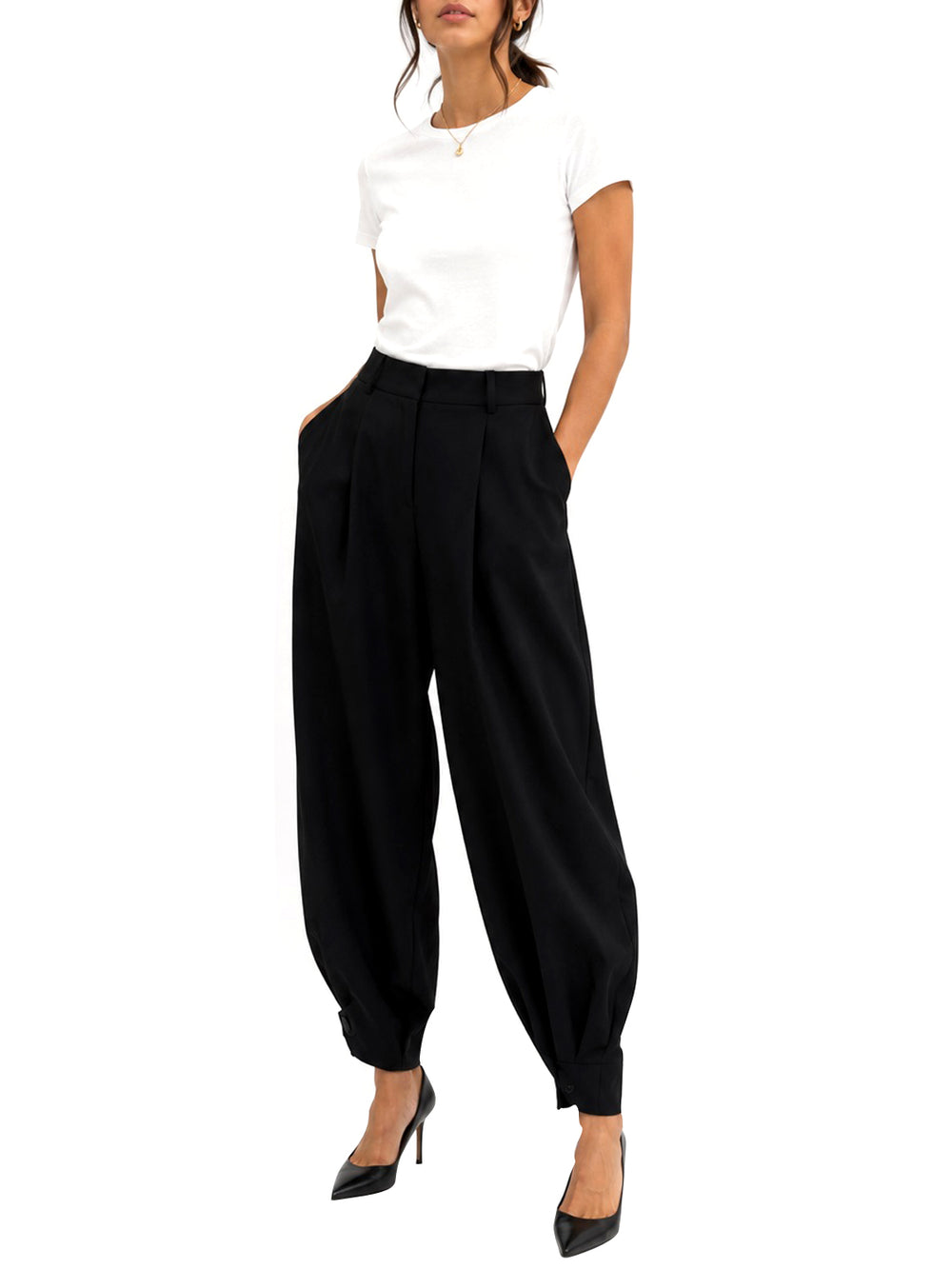 NATHI' LUXURY Pantalone Taglio Largo Donna - Nero