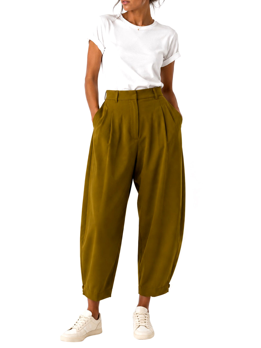 NATHI' LUXURY Pantalone Taglio Largo Donna - Verde