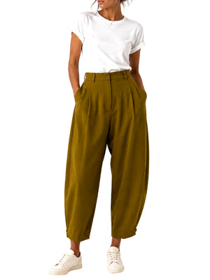 NATHI' LUXURY Pantalone Taglio Largo Donna - Verde